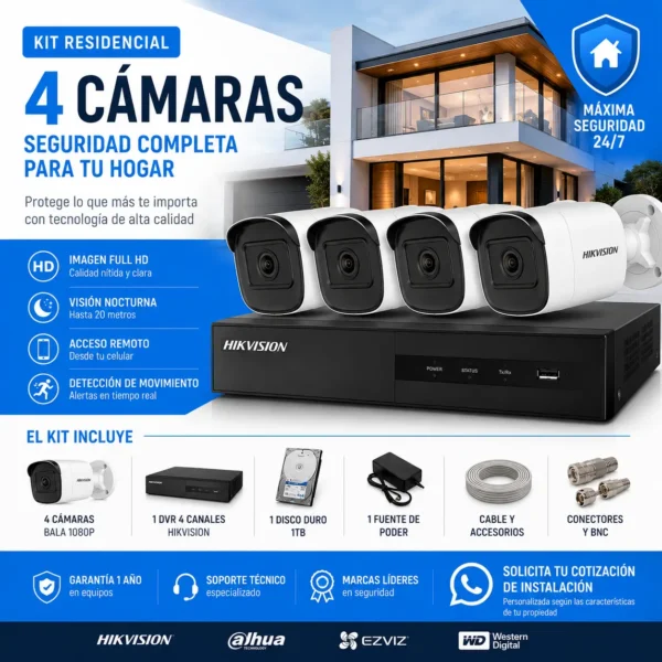 Kit Residencial de 4 Cámaras
