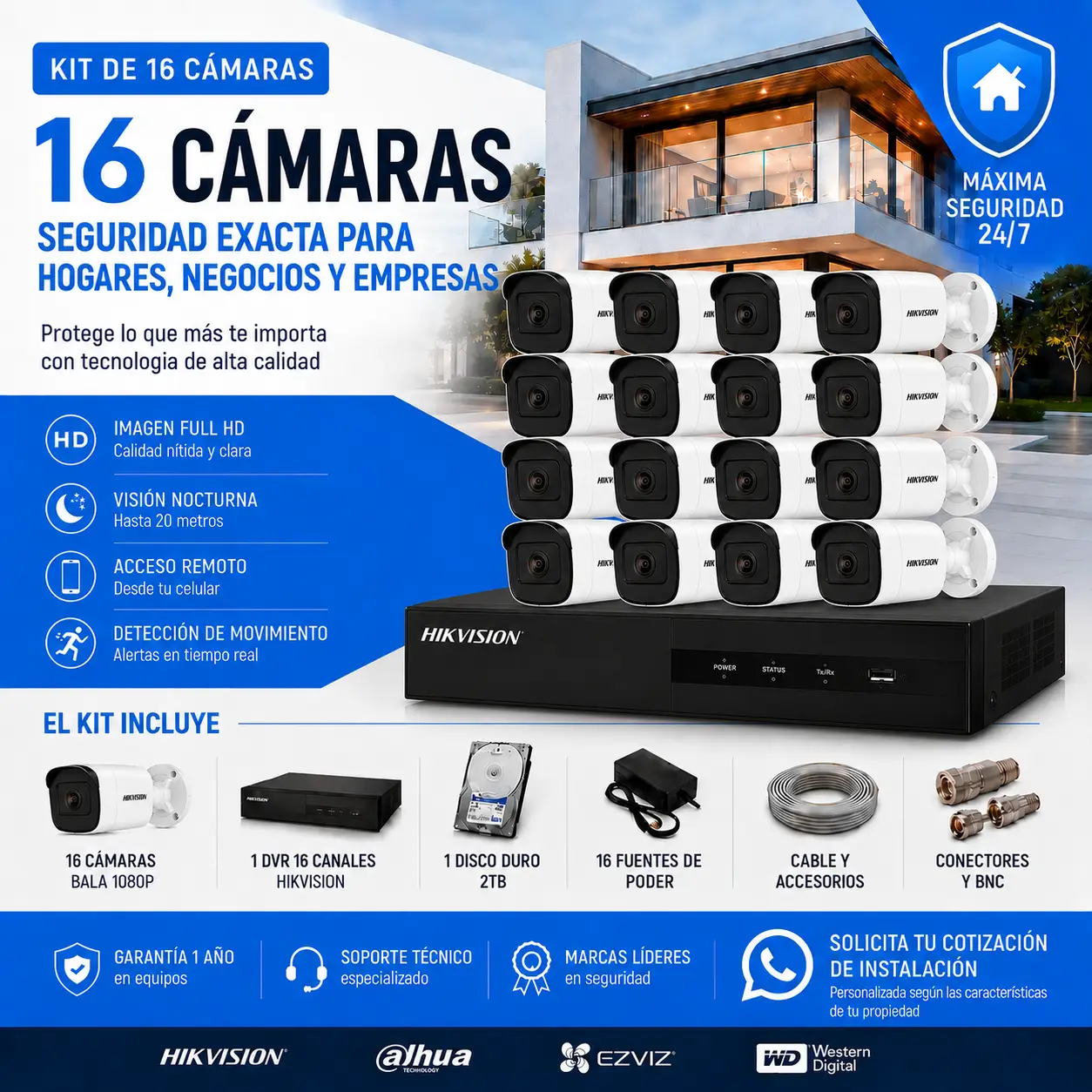 Seguridad Exacta - Kit 16 camaras de seguridad Kit de 16 Cámaras - Imagen 1