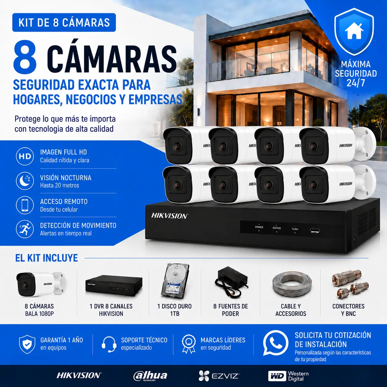 Seguridad Exacta - Kit 8 camaras de seguridad 2 Kit de 8 Cámaras - Imagen 1